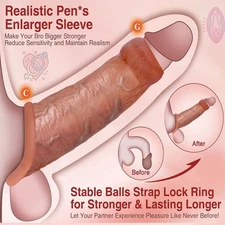 Male Cock Girth Enlarger Enhancer Penis Extension Extender Sheath Sleeve Dick US