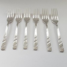Set of 6 Silver Rose Sheffield Silver Plated Extra A Dessert Forks by V Ltd 5½"