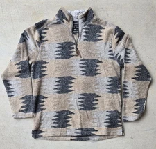 True Grit Patterned 1/4 Zip Pullover Sweater Shirt Large