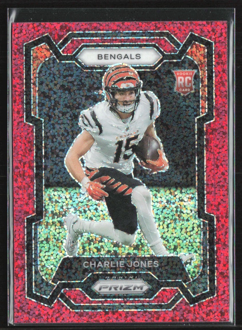 Charlie Jones 2023 Panini Prizm Red Sparkle RC #317 Cincinnati Bengals