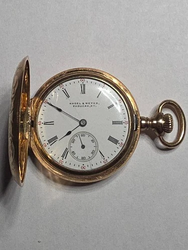 Antique Elgin 16s Hunter Case Pocket Watch Nagel & Meyer Running #A219