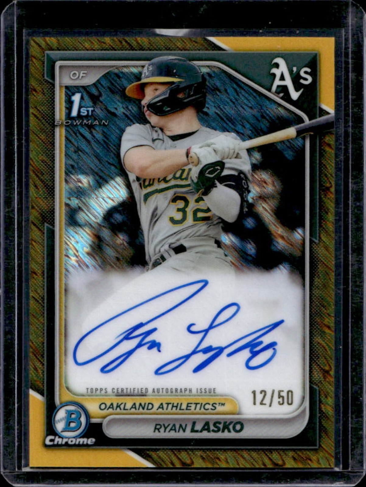 2024 Bowman Ryan Lasko Chrome Auto Gold Shimmer Refractor 1st #/50 Athletics