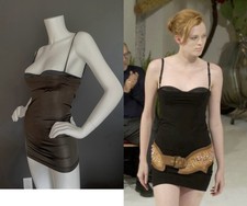 DOLCE & GABBANA Vintage S/S 2001 Black & Brown Bustier Bra Micro Mini Dress 38IT