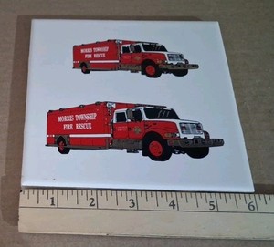 Morris Township 6 x 6 Inch Fire Truck Rescue Ceramic Tile