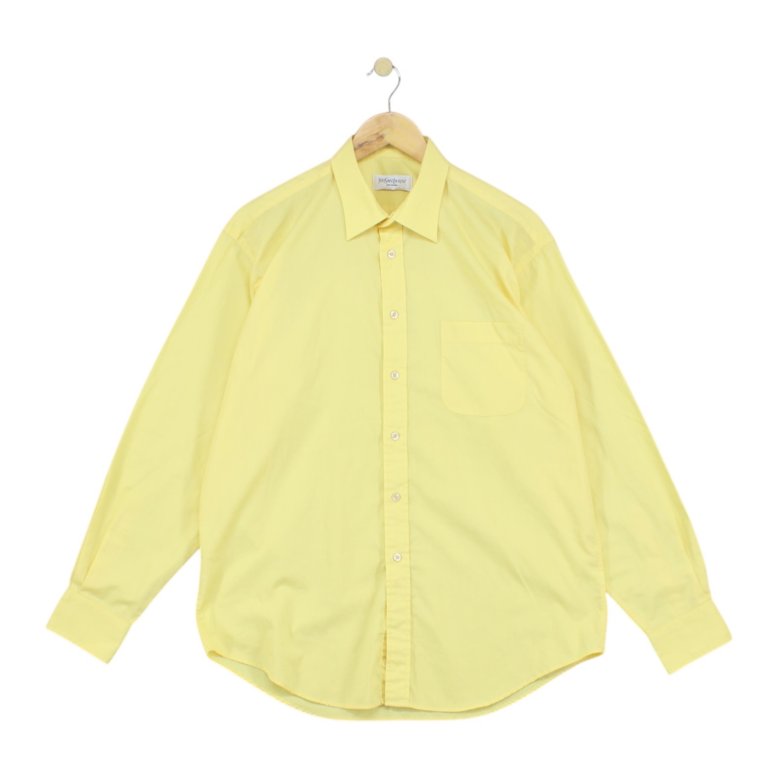 Camicia Yves Saint Laurent uomo taglia 16 gialla casual con bottoni designer