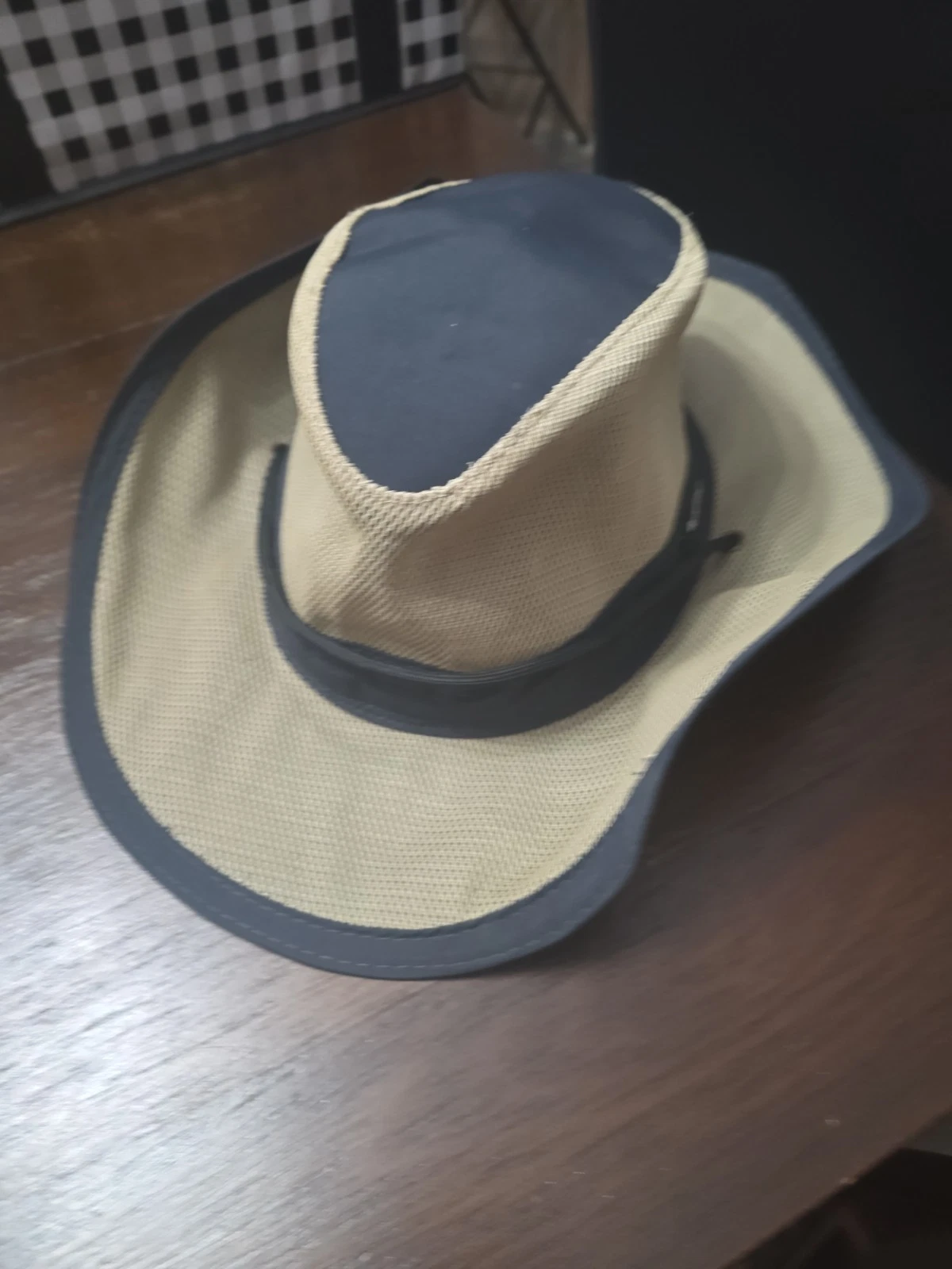 Safari Sun Hat, Panama Jack, Mesh Crown 3" Brim Chin Cord, Khaki/Black, X Large