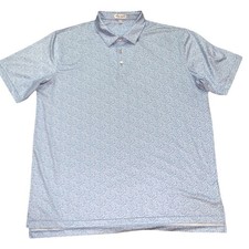 Peter Millar Polo Summer Comfort golf XXL Blue Flying Feathers All Over Print