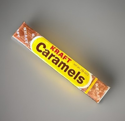 RARE! Vintage 1950's KRAFT CARAMELS CANDY Unopened Package w/ 6 Wrapped Pieces!