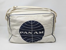 Vintage Pan Am Flight Bag White Navy Airline Carry On Shoulder Bag Hong Kong