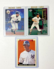 Derek Jeter New York Yankees 3 Card Topps, Upper Deck, Leaf Rookie Lot (RC x2)