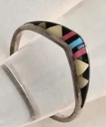 Vintage Zuni Myra Nastacio Inlaid Stone Sterling Silver Artisan Ring Size 6.5