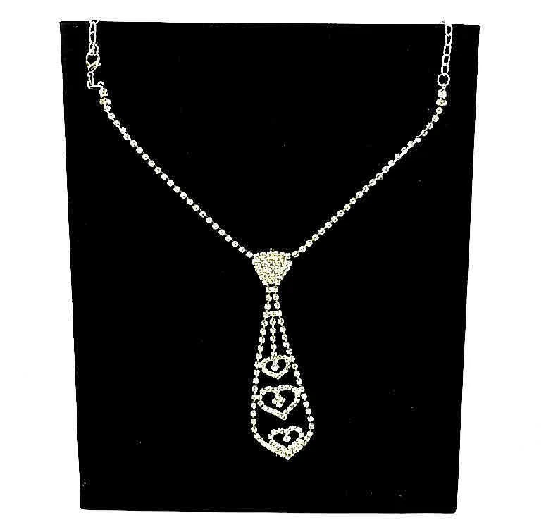 MODA GIOIELLO COLLANA DONNA GIROCOLLO Cravatta Strass Argento Silver 78256 - Immagine 2 di 4