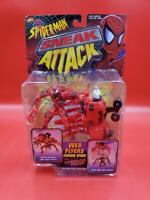 1998 Toy Biz Marvel Spiderman Sneak Attack Web Flyers Carnage Spider | eBay
