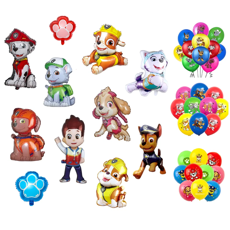MARKENLOS Globos de película Paw Patrol decoración cumpleaños infantil Marshal Chase Rocky Sky globo