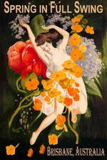 Spring in Full Swing Brisbane Australia Flowers Vintage Poster Repro FREE S/H
