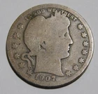 1907 D Denver Mint Silver Barber Quarter Circulated Worn