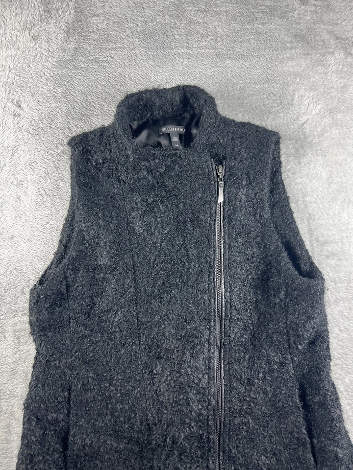 Женская куртка Eileen Fisher Размер Small Suri Шерстяной Жилет Флис На Молнии Зрелый - Изображение 2 из 4