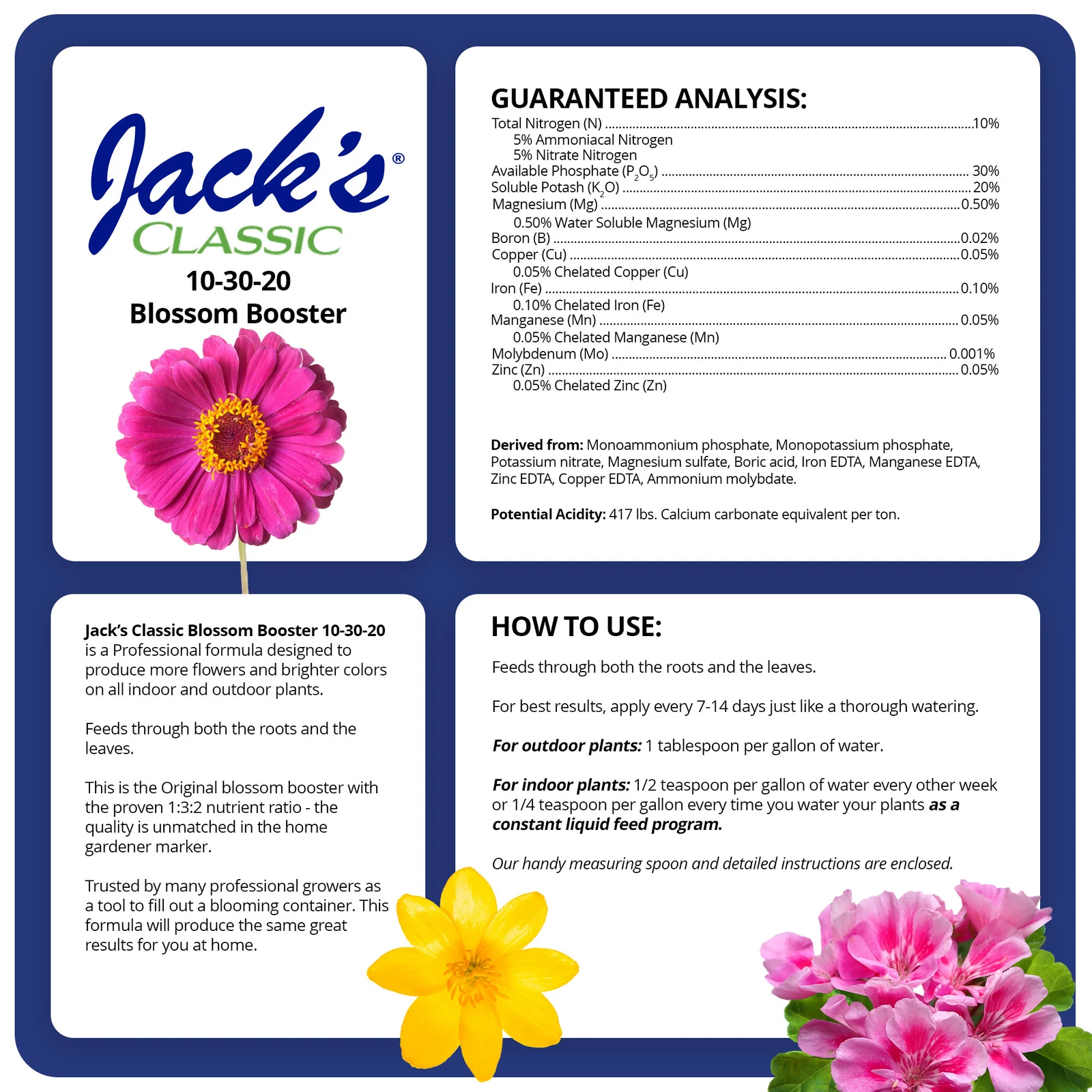 J R Peters Jacks Classic Blossom Booster Water-Soluble Fertilizer - Thumbnail 3