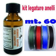 kit riparazione canne da pesca vernice colla per anelli filo legature bolognesi