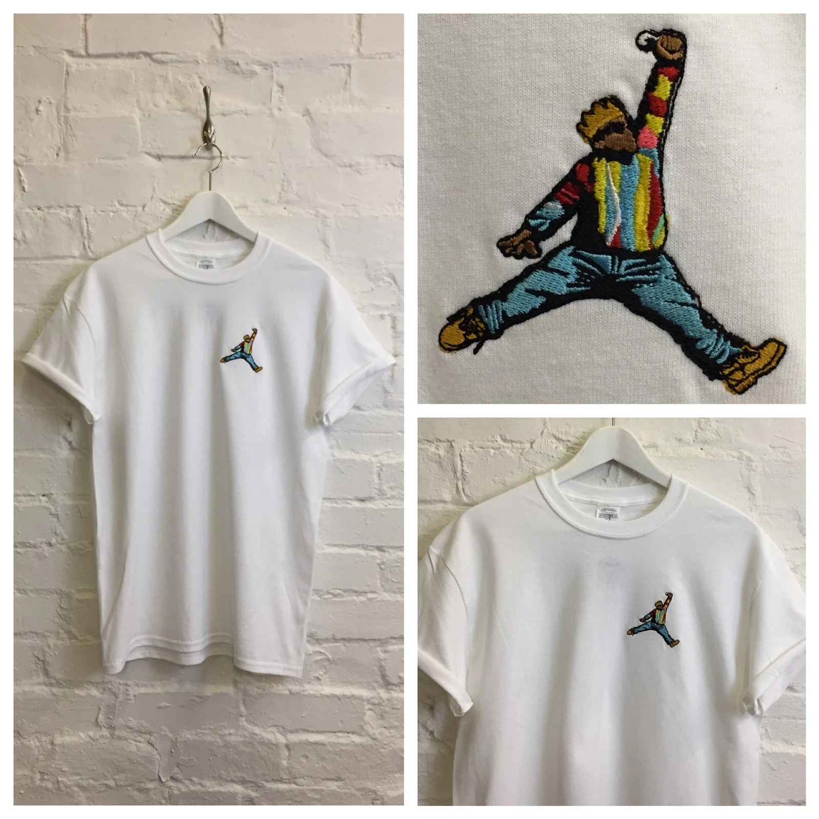 Actual Fact Biggie Jordan Slam Dunk Embroidered Hip Hop Supreme Tee T Shirt