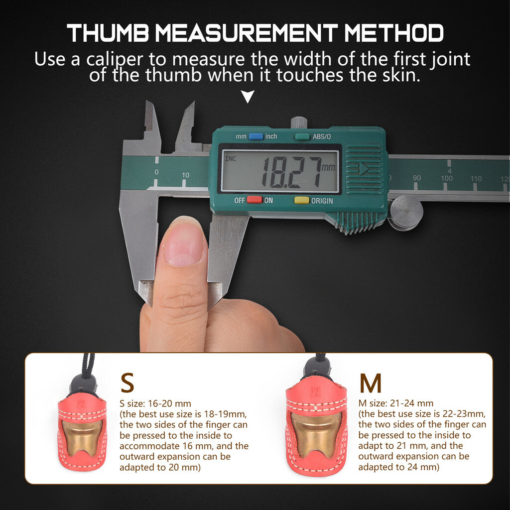 Archery Thumb Ring Soft Leather & Brass Finger Guard for Recurve Bow Red