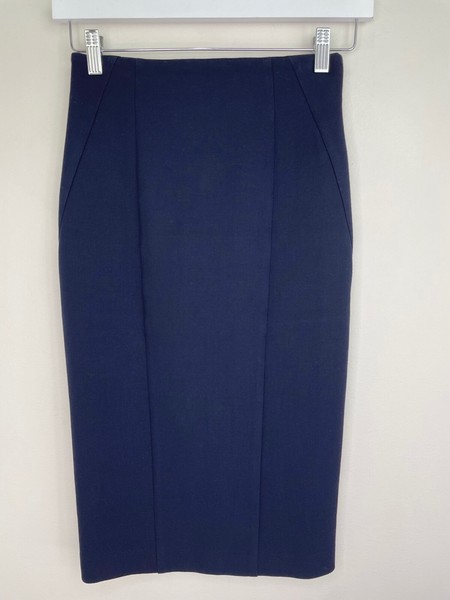 Cue high waist pencil skirt size 6 navy lined corporate office work below knee