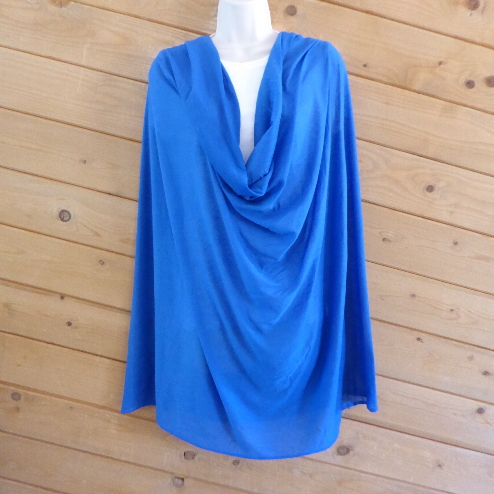 Blue Solid Infinity Scarf Wrap Shawl - image 3
