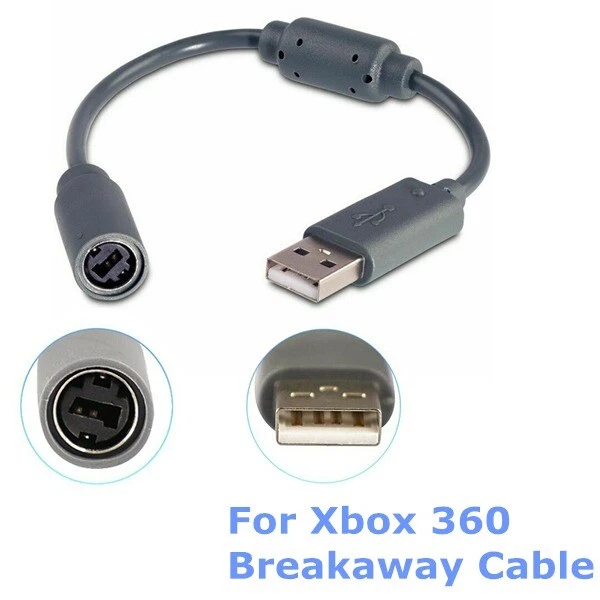 USB Breakaway Dongle Cable Cord Adapter For Xbox 360 PC Wired Controller - Image 2 of 4