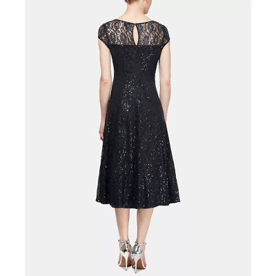 sequined lace midi dress Shimmering Champagne Sequin Lace-Insert Midi Dress Champagne / S / A9014D
