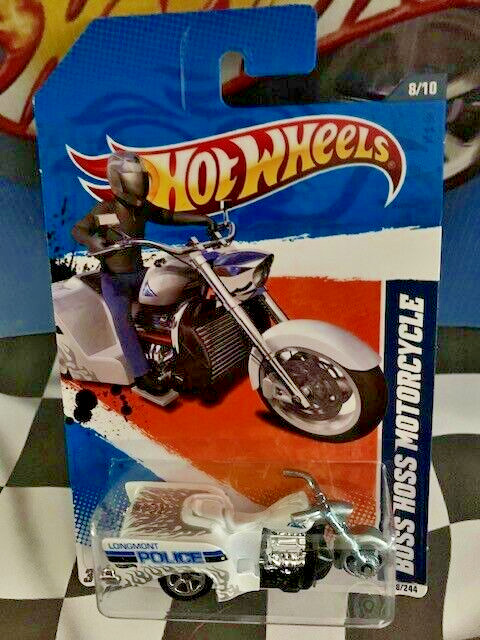 Hot Wheels 2011 HW Main Street 8/10 168 1990 Boss Hoss Motorcycle WHITE Police
