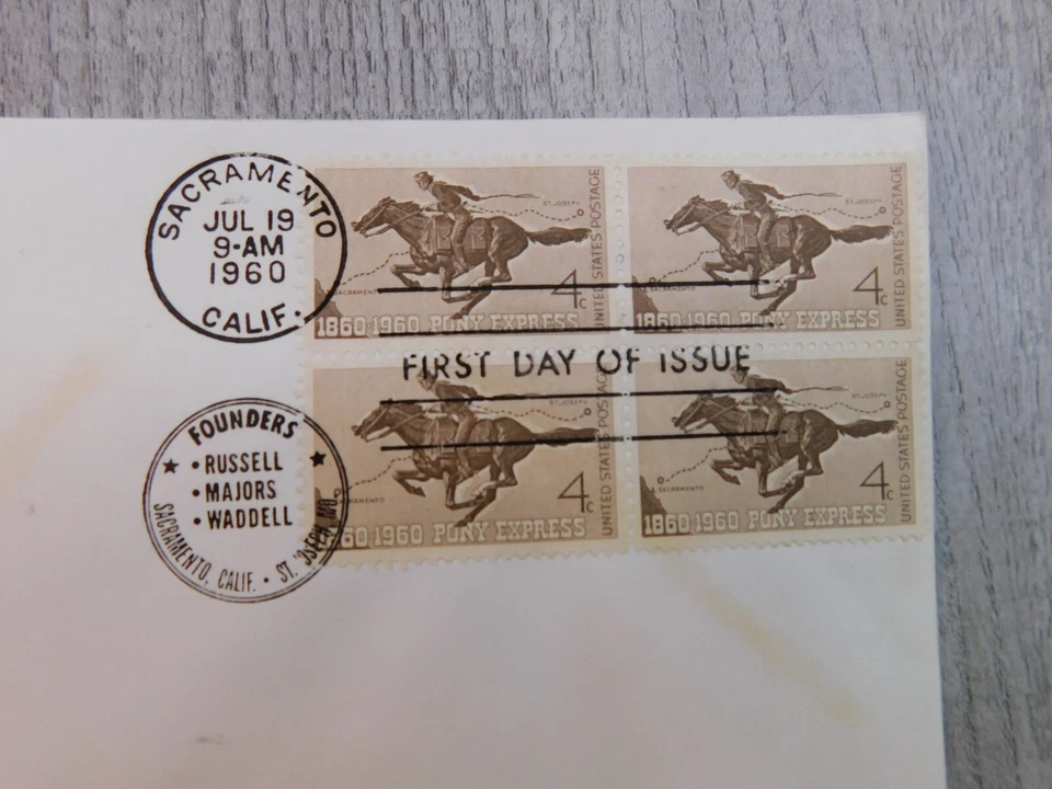 First Day Issue Pony Express Sacramento CA 1860 - 1960 VTG Stamp Envelope Cover - Image 2 of 4