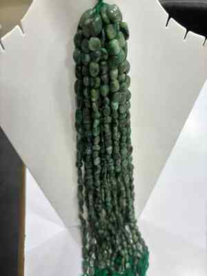EMARALD NEGGTE 8X10 8X13 MM HAND POLISHED SMOOTH GEMSTONE BEADS 1 STRAND 13''INCH