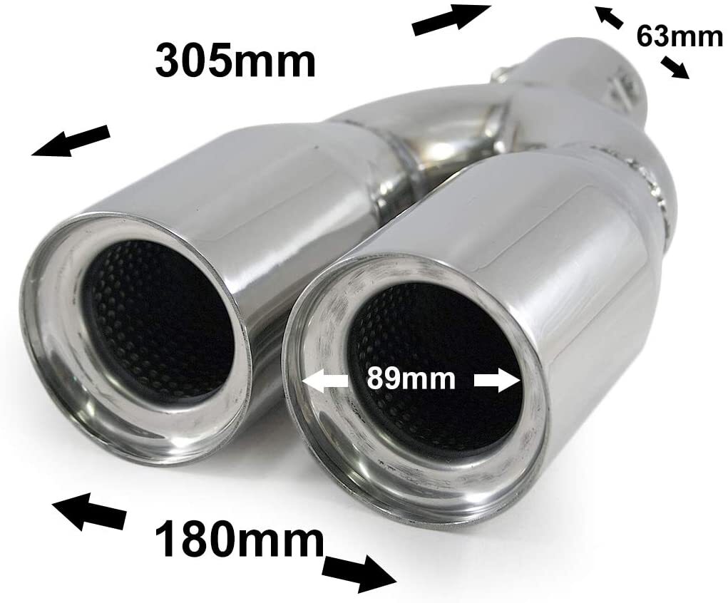Doppel Auspuffblende Edelstahl Chrom - Universal Sportauspuff Für 38-55mm Rohre