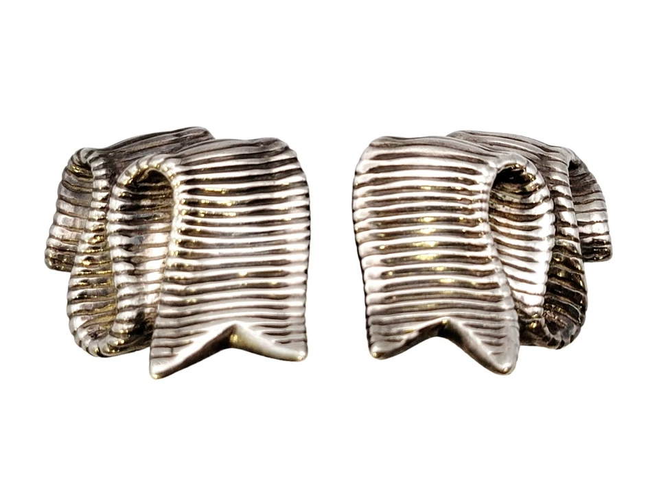 Pendientes Angela Cummings de plata de ley 925 cinta vintage sin perforar clip Foto 2 de 4