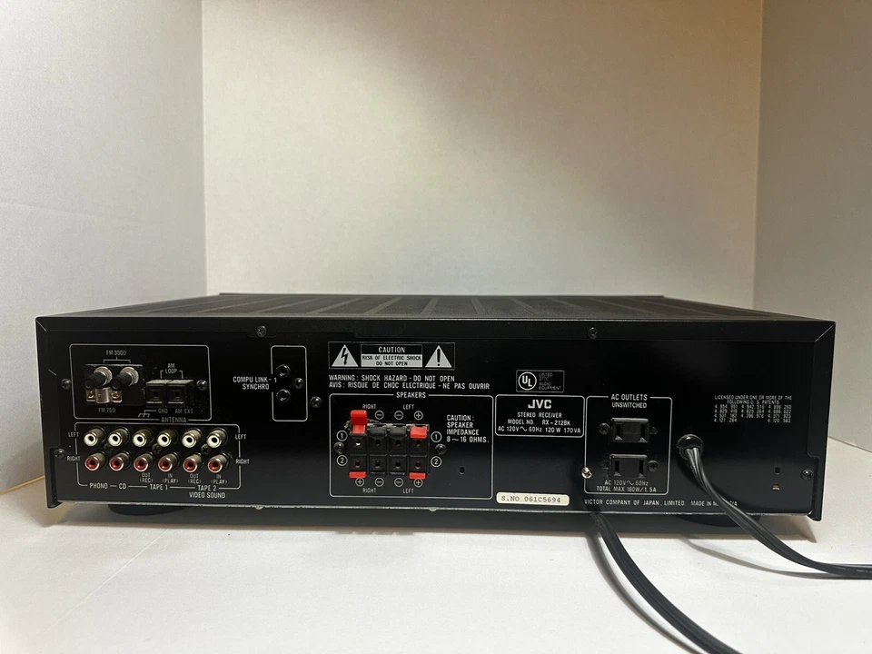 JVC RX-212BK FMAM tuning, stereo sound Video Sound Receiver 2 Channel 120 Tested - Image 3 of 3