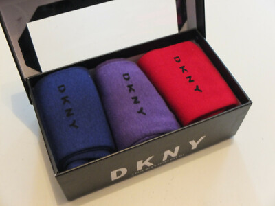 * DKNY Socken 3er Pack GIFT SET SIZE 40-45 UK 7 - 11 NEU OVP Rot Lila Blau