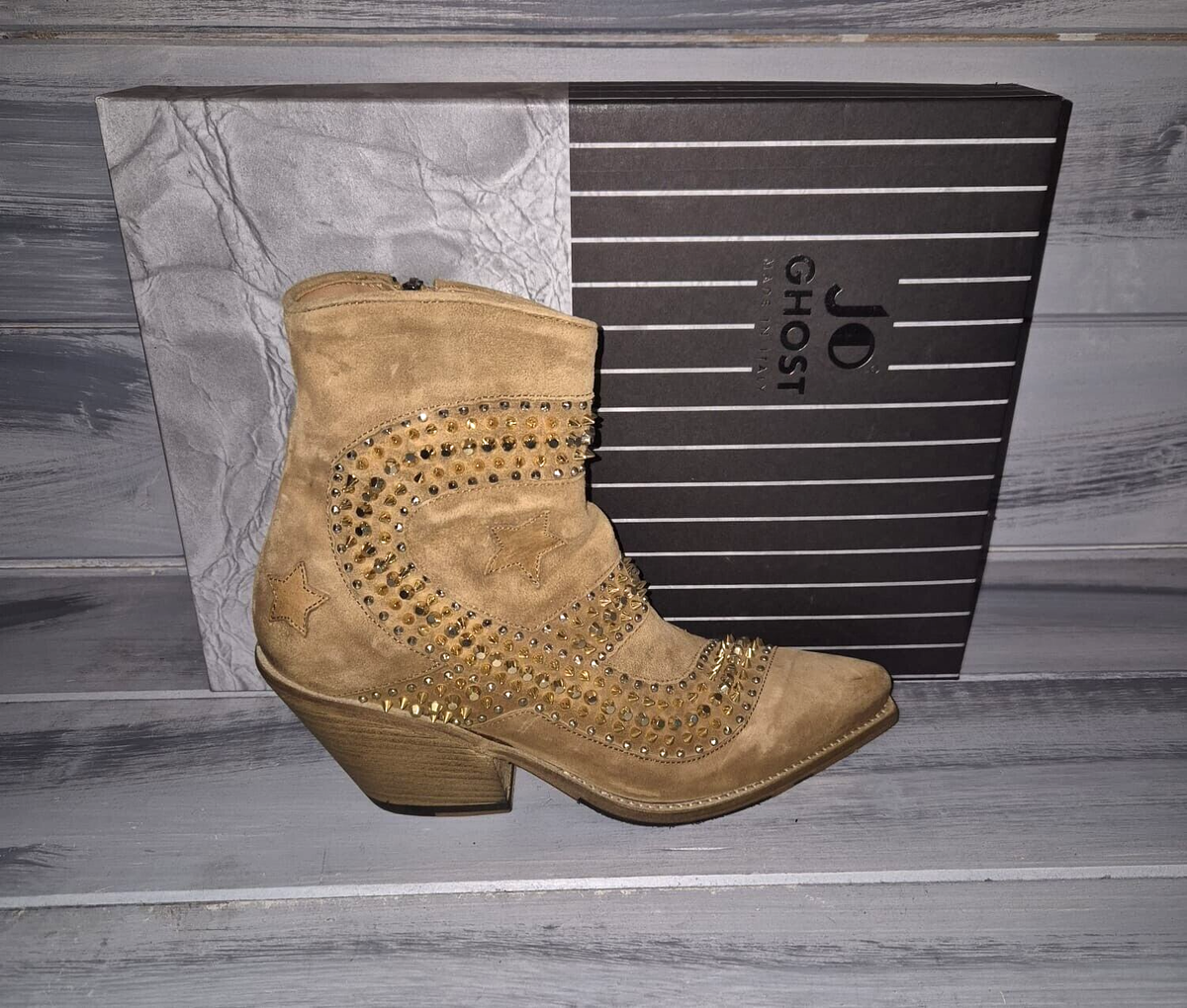 Jo Ghost Brown Suede Ankle Boot Women Size EU 37 JG21 (Sole 23 Cm