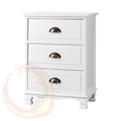 Artiss Vintage Bedside Table Chest Storage Nightstand White eBay