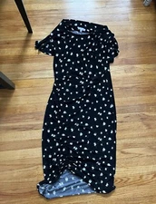 Chelsea 28 Stretch Jersey Black White Sheath Dress Floral Midi Pencil Bodycon L