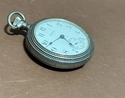 Antique Elgin Coin Silver Pocket Watch Fully Running