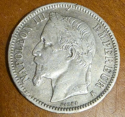 1 Franc 1866 K Argent Napoléon 3 - Photo 1/3