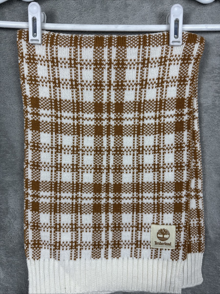 NWT Timberland Buffalo Plaid Scarf Tan 100% Acrylic NOS