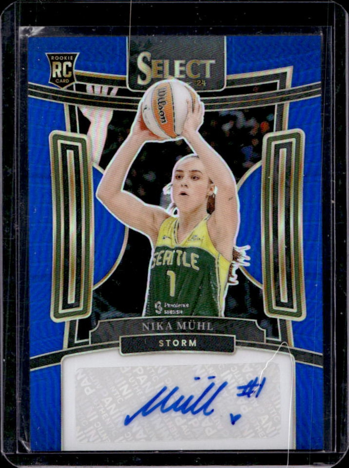 2024 Select WNBA Nika Muhl Signatures RC Blue Prizm Auto #30/49 Storm