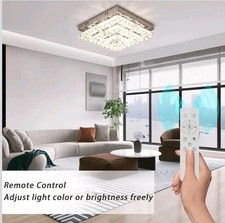 Crystal Chandeliers Crystal LED Ceiling Light 11.8" Square Flush Mount Modern...