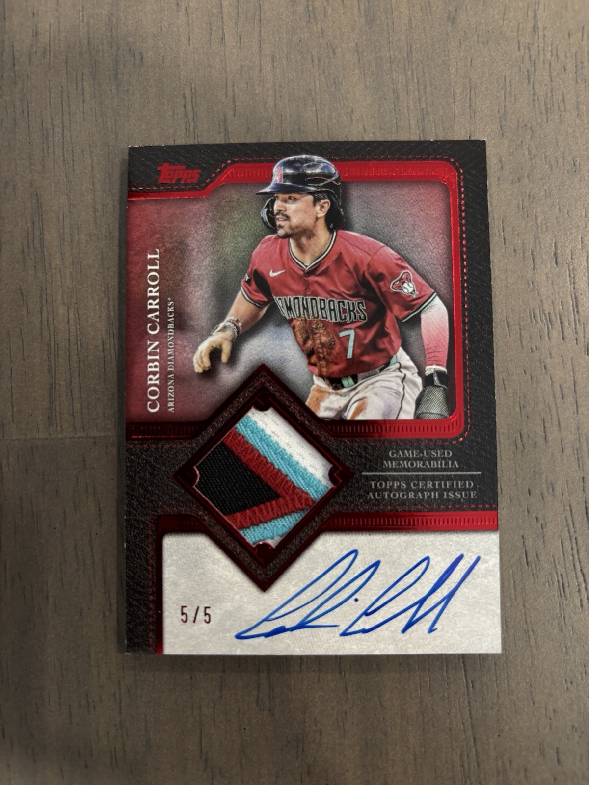 2025 Topps Real One Autograph Patch TFAP2-CCA Corbin Carroll /5 Red