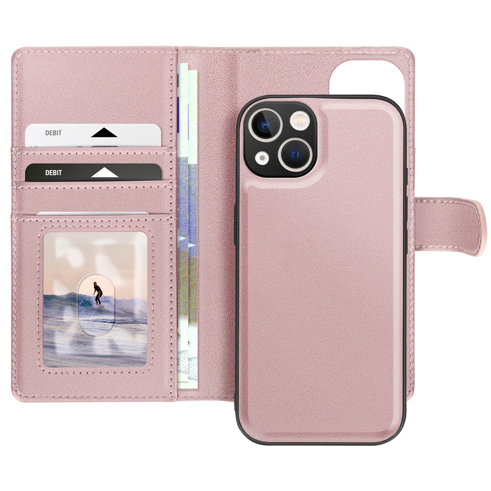 Coque iPhone 13 amovible Mayaxess premium teinte Rose Champagne