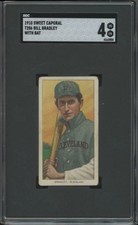 1909 T206 BILL BRADLEY NNO VG-EX WITH BAT SWEET CAPORAL 350 SGC 4 CLEVELAND NAPS