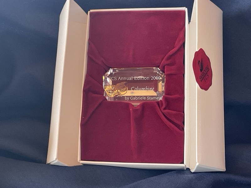 Swarovski Crystal 2000 Columbine Masquerade Title Plaque 0252372