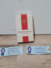 Vintage Embassy Filter Cigarette Pack Box Empty Packet & Voucher Advertisement
