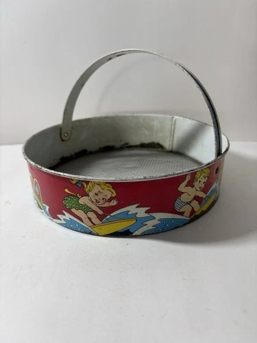 Antique Ohio Art Sand Sifter Toy With Handle Kids At Beach